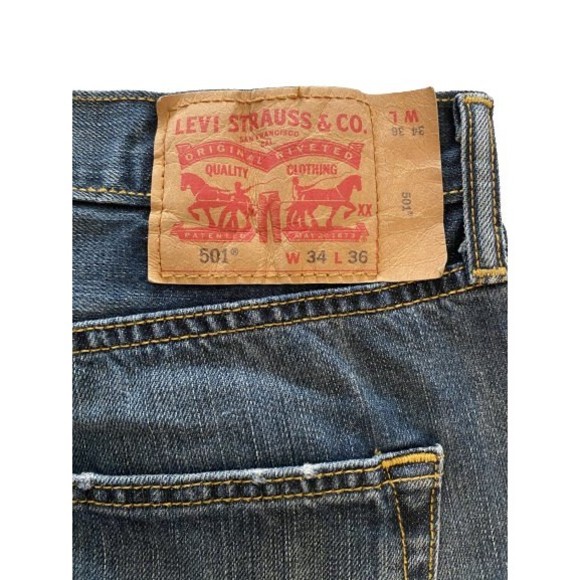 Men's 501 XX Levi Strauss Straight Leg Denim Jeans Stone Wash Size W34 - Picture 4 of 12